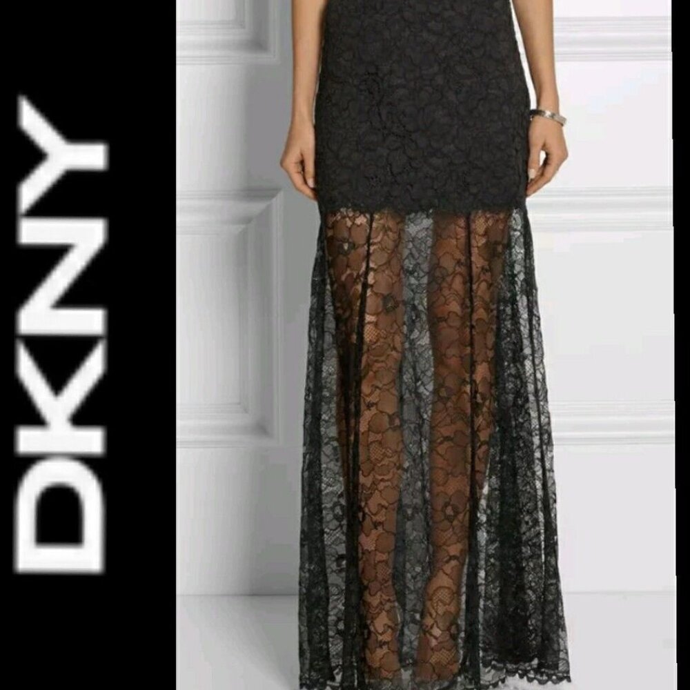 DKNY Black Sheer Lace Skirt size 6